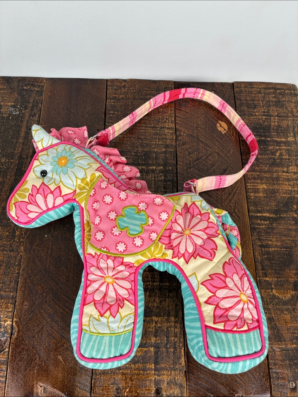 Sassy Pet Saks by Douglas Kids Floral Pink Horse Pony Shoulder Bag Quilted Purse